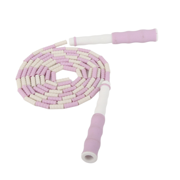 Justerbar hoppetau med segmenter, uten floker, perler, fleksibel PP-plast hoppetau for barn, lilla