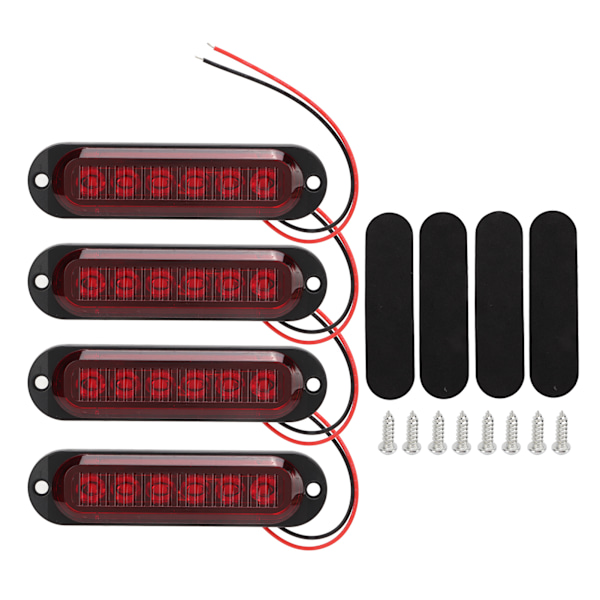 4 stk. Lastvogns Sidelys Høj Lysstyrke 90LM IP65 Vandafvisende 6 LED'er Lastvogns Nødlys 12‑24V Rød