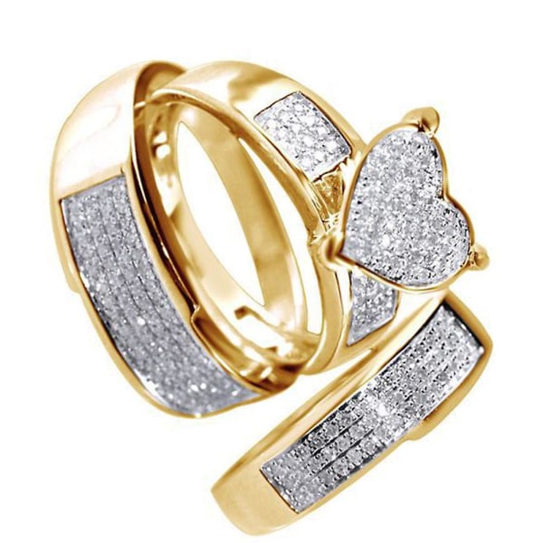 3 stk/sæt Hjerte Rhinestone Indlagt Stacking Finger Ring Brude Bryllupssmykker US 10