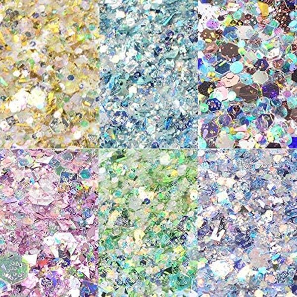 Glitter-kynsikoristeet - viisikärkinen tähti ja epäsäännölliset paljetit nail art DJ11