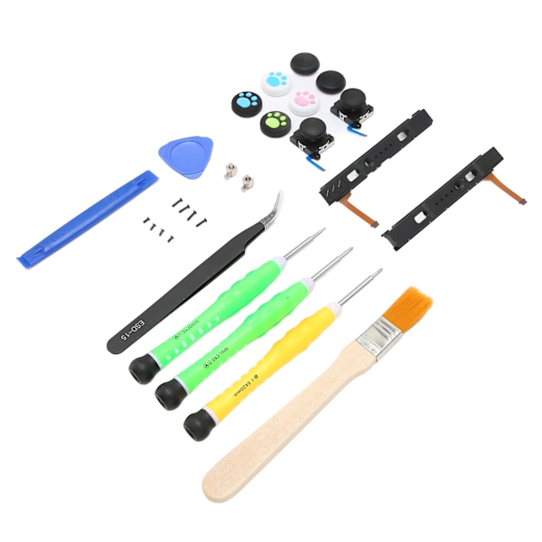 Joystick Ersättningskit Controller Kit med Vänster Höger Slider Set Metallspännen och Reparationsverktyg Kit för Switch Joycon