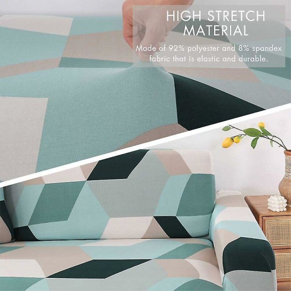 Stræksofabetræk - Universalt elastisk betræk til 3-personers sofa med armlæn (lys farveblokmønster)