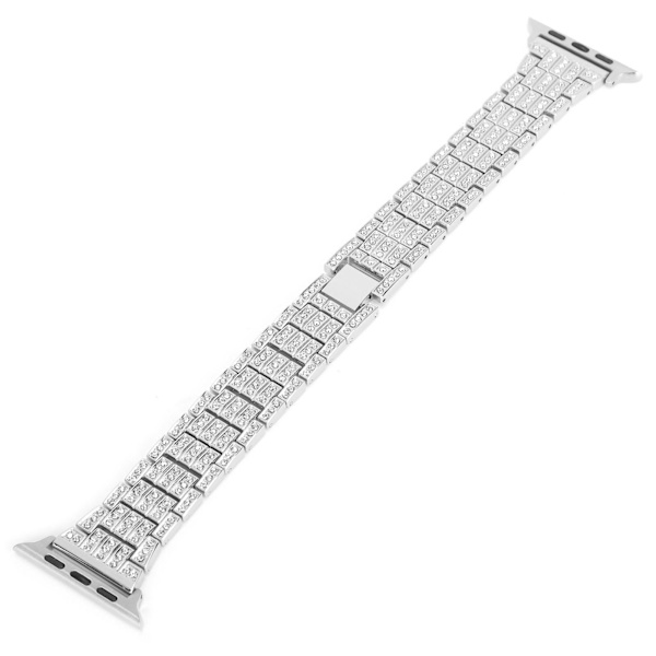 Metallurrem 5-rader rhinestones-pigger erstatningsklokkerem Passer for IOS-klokke 42 mm / 44 mm sølv