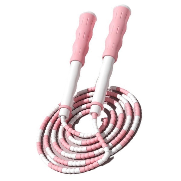 Segmenterat hopprep Justerbart Otrasslade pärlor Flexibel PP-plast hopprep för barn Rosa