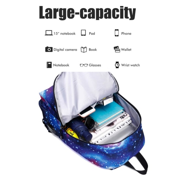 Starry Sky Ryggsäck Vattentät Utomhus Rese Ryggsäck med USB Laddningsport Sport Ryggsäck Casual Daypack Jul Födelsedagspresent