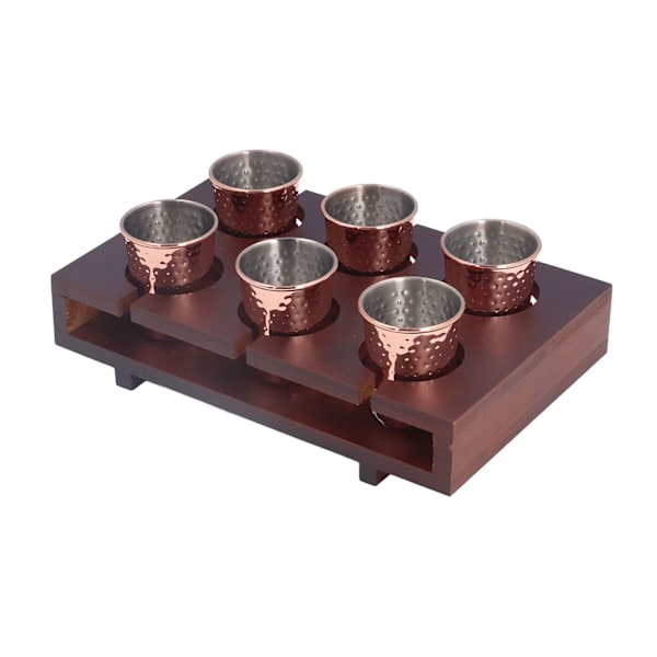 6 stk 100 ml kobberbelagt Moscow Mule-krus i rustfritt stål, cocktailkoppsett med oppbevaringsholder for hjemmefest
