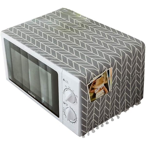Grå mikroovns toplåg med opbevaringspose, universelt solbeskyttelsesdæksel til køleskab og mikroovn, 30 * 90 cm