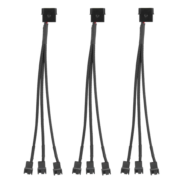 3 stk. 3-Port Køler Køleventilator Splitter Strømadapter Kabel 4p til 4pin Kabelledning