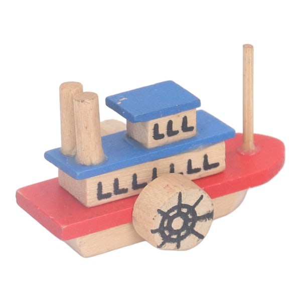 Miniature Dukkehus Båd 1/12 Skala Mini Middelhavs Fiskerbåd Model til Dukkehus Dekoration