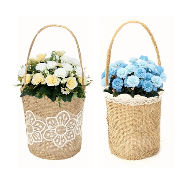 Jute Blomsterkurv Europeisk Retro Blomsterpike Kurv Håndlaget Bryllup Godteri Kurv