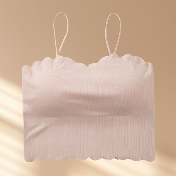 Naisten Lyhyt Tank Top Spaghetti-Hihnoilla Slim Fit Pehmustettu Saumaton Tank Top Päivittäiseen Käyttöön Vaaleanpunainen Vapaa Koko