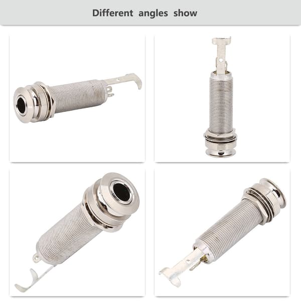 1/4inch Cylinder Lang Gevind End Pin Output Jack Socket til Elektrisk Guitar Bas (Sølv)