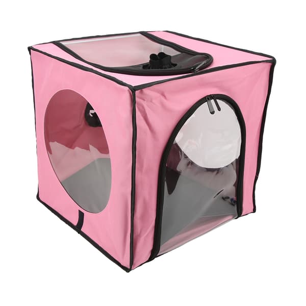Husdjurstorkrum Nylon Oxfordduk Meshdesign Vikbar Husdjurstorkbur för Valp Camping Resa Rosa