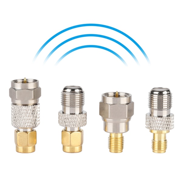 4 stk bærbar messing antennekontakt F til SMA Radio Converter Adapter