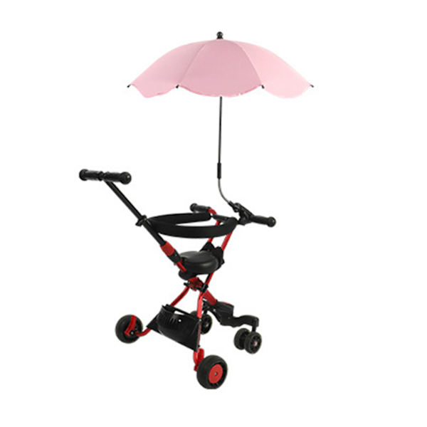 Babyvogn Parasoll UV-beskyttelse 360 Grader Justerbar Automatisk Vanntett Bærbar Vogn Solskjerm Rosa