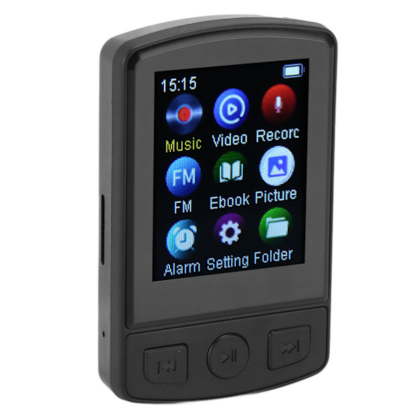 Clip MP3-spelare MP4-spelare Bluetooth 5,2 1,77 tums färgskärm Bärbar bärbar musikspelare med FM-inspelning Elektrisk bok Inget minne