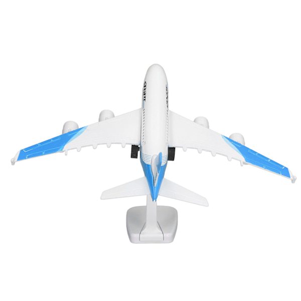 Legeringsflymodel Flymodel 5 Lys Passagerfly Legetøj med Display Stativ Blå