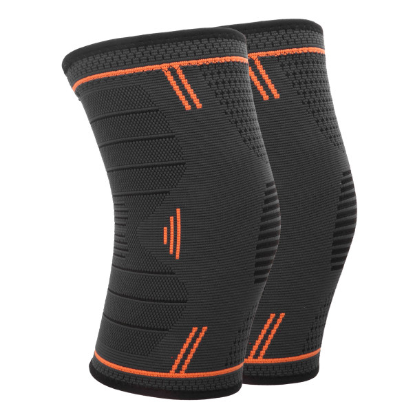 Outdoor AntiSlip Sports Polvisuoja Fitness Polvituki Neulottu Polvi Kompressiohiha (M oranssi)