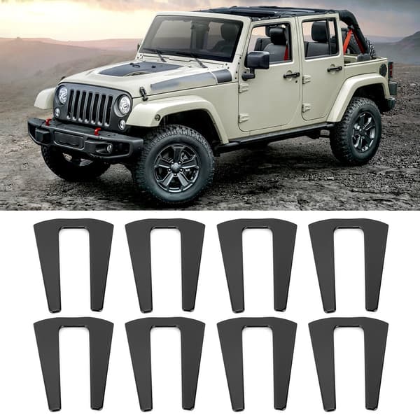 8 stk. sorte dørhængseldæksler til Jeep Wrangler 4-dørs 2007-2017