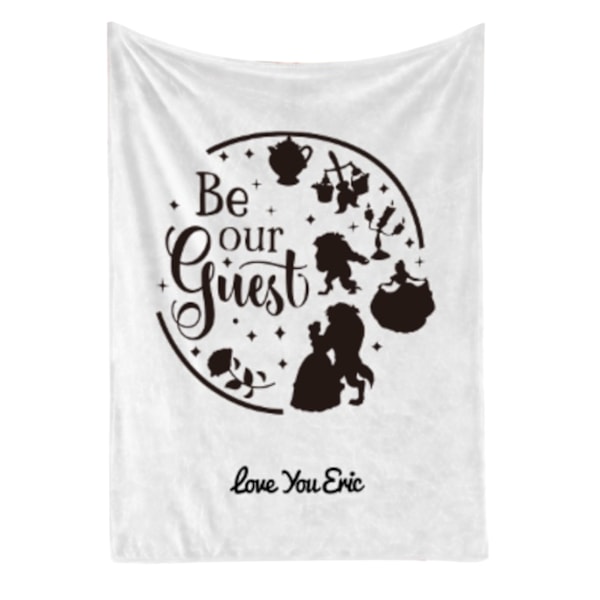 Throw Blanket 120x150cm White Printed Soft Comfortable Fairytale Be Our Guest Blanket for Home Office Sofa BL272-2