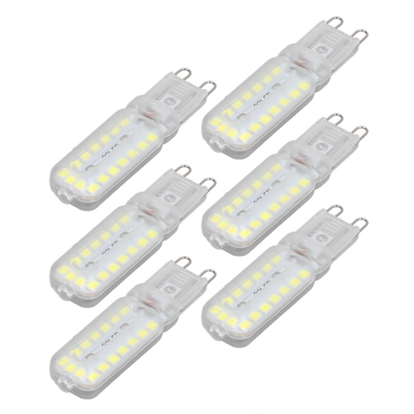 6 kpl G9 LED-lamppua 7W himmennettävä 360° valaistus Vaihtolamppu Seinäpöytäkaapin lamppu Valkoinen valo 110-140V