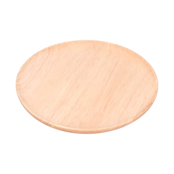 Rund serveringsbrett i gummitre for middagstallerken, teservering, frukt, snacks og matlagring, 27 cm