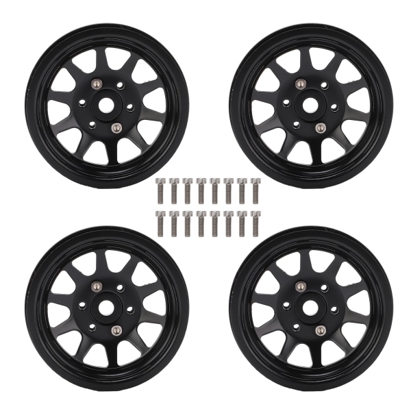 4 stk metall 1,9 tommers hjulfelger RC tilbehør for Axial SCX10 90046 1:10 RC Crawler Black
