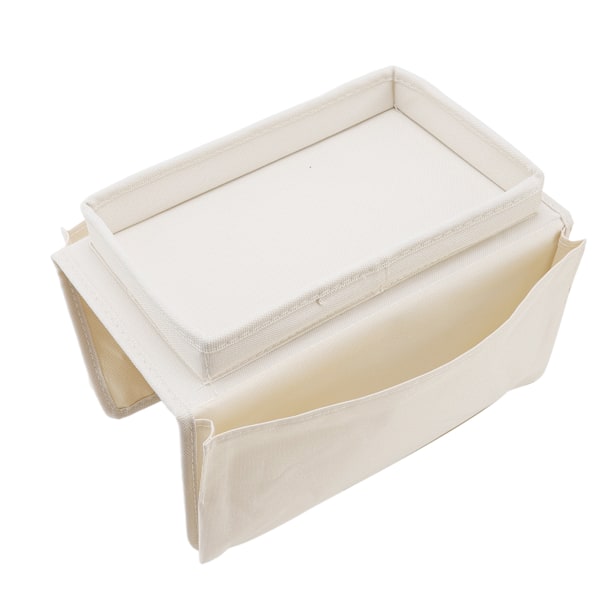 Sofa Bakke Foldbar Arm Opbevaring Holder Bord 600D Oxford Klud Sidelommer til Sofa Beige