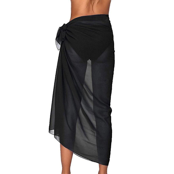 Blød Sarong Strand Cover-Up til Kvinder - Pareo Badetøj Cover-Up Sort