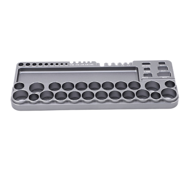 RC Verktygsförvaringsställ Aluminiumlegering RC Skruvmejsel Sax Verktygssats Organizer med Fästhål Grå