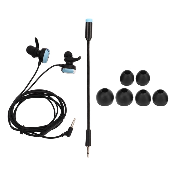3,5 mm ledningsforbundne øretelefoner Hovedtelefoner Høj følsomhed 1,2 m kabellængde ledningsforbundne øretelefoner med mikrofon blå