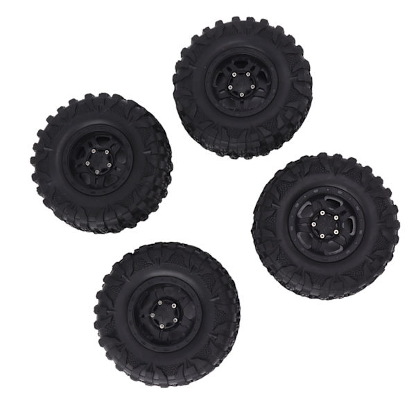 4 stk. RC Dæk 2.2in Sort Gummi Nem Installation Slidstærk RC Bil Udskiftning med Plastikfælg til 12mm Hex RC Bil