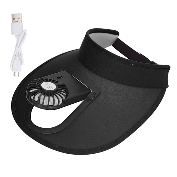Tuuletin Aurinkosuoja Hattu Säädettävä 3 Vaihdetta USB Lataus Aurinkosuoja Tuuletin Hattu Kesälle Musta