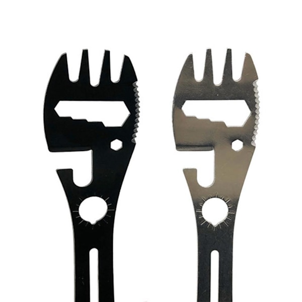 10-i-1 Multifunktionell Camping Spork Rostfritt Stål Sked Gaffel med Skärare Burk Öppnare Skiftnyckel för Kök Utomhus Vandring Backpacking