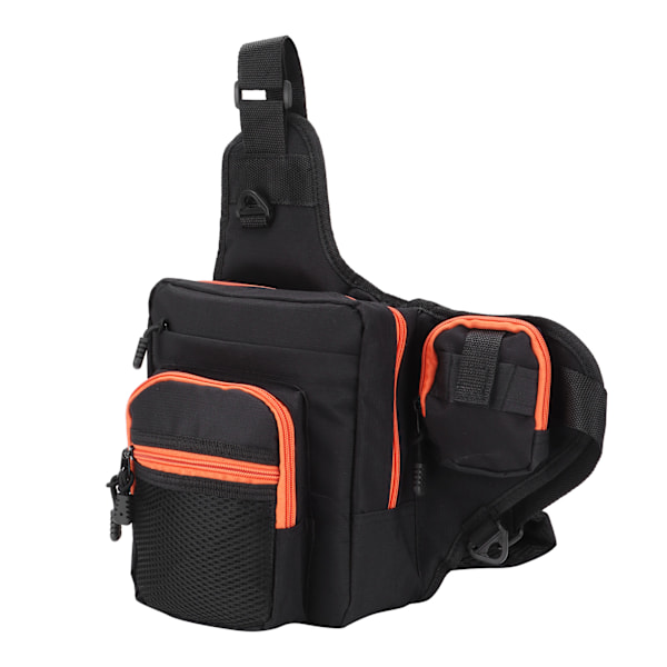 Polyester multifunktionel fiskegrej crossbody taske med justerbare skulderstropper (sort)