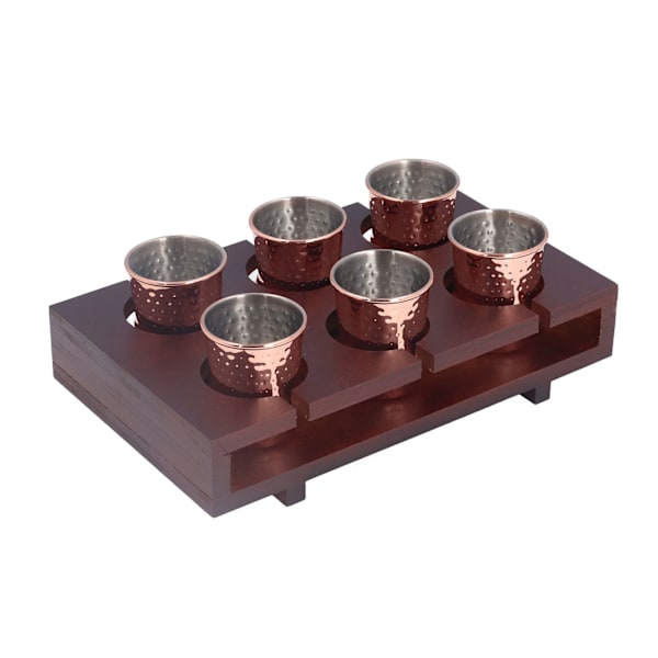 6 stk 100 ml kobberbelagt Moscow Mule-krus i rustfritt stål, cocktailkoppsett med oppbevaringsholder for hjemmefest