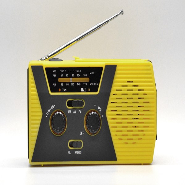Europeisk standard gul håndsveiv radio verden mottaker overlevelsesutstyr sol radio håndsveiv generator nødradio lommelykt