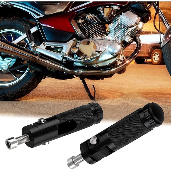 Svarta CNC-aluminium Halkfria motorcykelfotpinnar med 8 mm skruvar (set med 2)