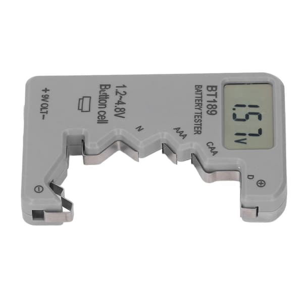 Digital batteritester sanntids LCD-skjerm Universal grått ABS-hus batterikontroll for deteksjon