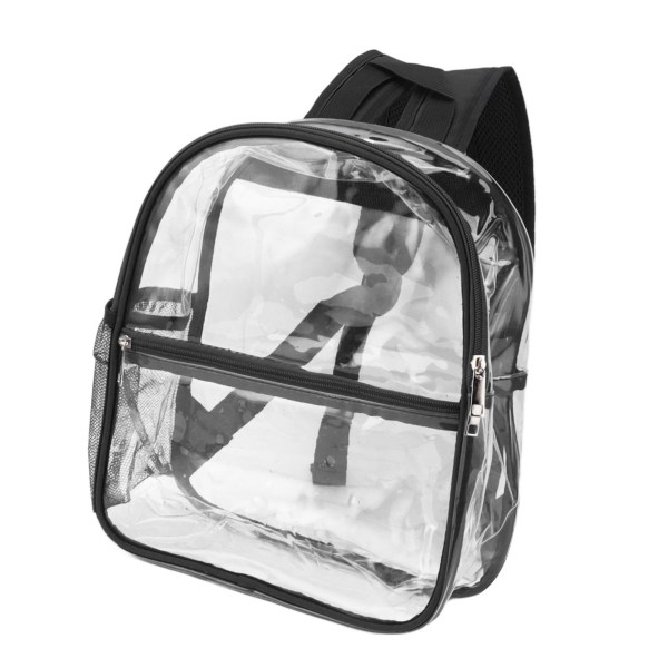 PVC Transparent Ryggsäck Portabel PVC Dragkedja Design Hög Kapacitet Genomskinlig Ryggsäck för Skolan Svart