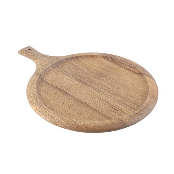 Pyöreä puinen pizzatarjotin, pizzaleikkuulauta kahvalla, leikkuulauta, leivontatyökalut