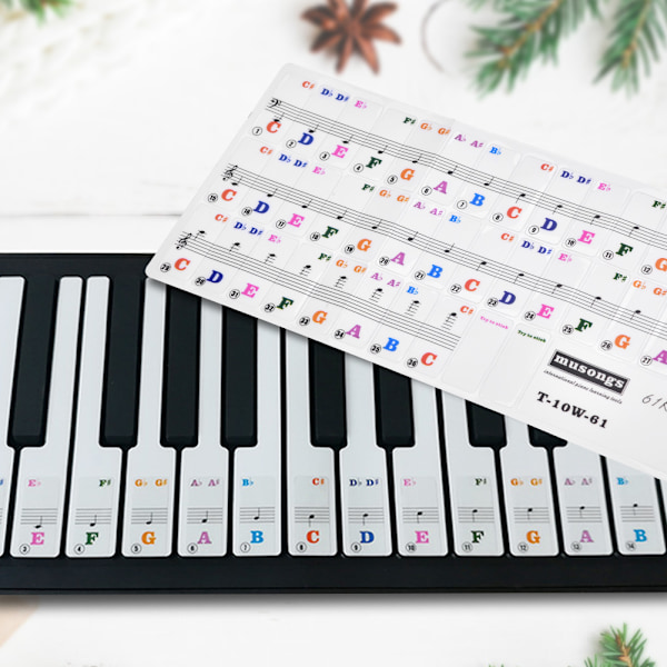 Piano Keys Sticker Set for 61 Keyboard Avtakbart for nybegynnere Transparent