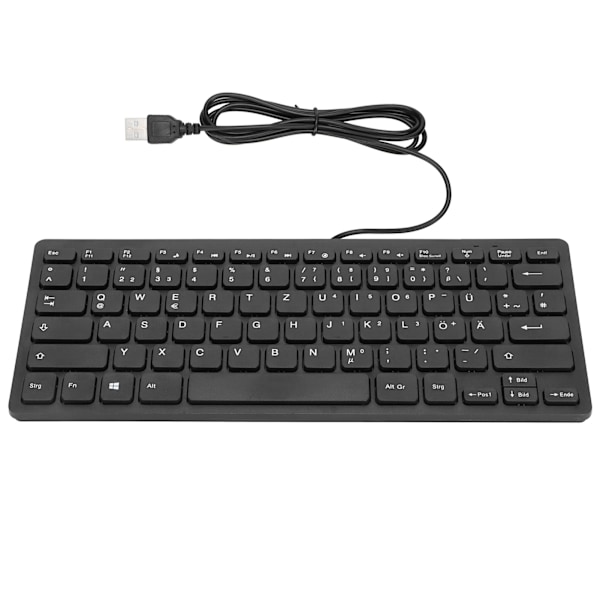 Ergonomisk Ultratynn Mini Tastatur for Datamaskiner, Slitesterk Ledningsbasert 78-Tasters Mekanisk Tastatur for PC-Bærbare (Tysk)