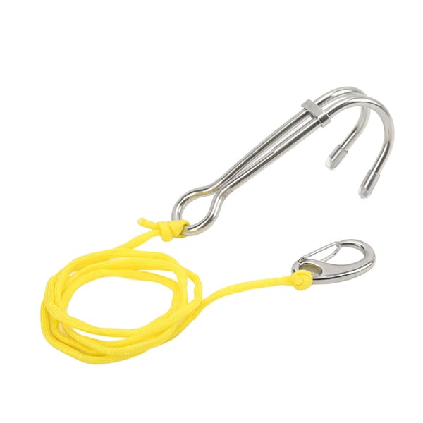 Drift Hook Dykning Dobbelt Dobbelt Rustfrit Stål Drift Hook med Line til Hule Dykning Gul