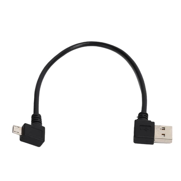 USB A til Micro USB Hann Rettvinklet Adapter Datakabel 24cm Svart