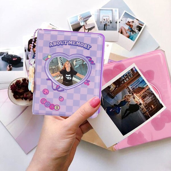 Vit Instax Mini-fotoalbum med nyckelring - Kpop-tillbehör och minnesalbum med 40 fickor