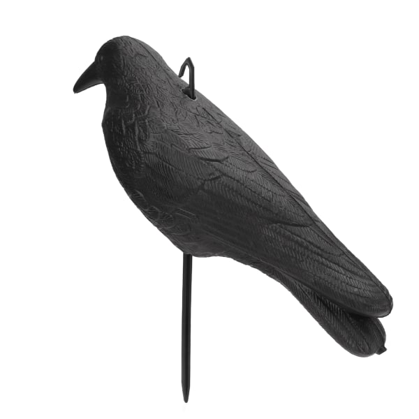 Crow Decoy PE svart simulering gårdsplassdekorasjon med stang for å tiltrekke jakt og skremme fugler