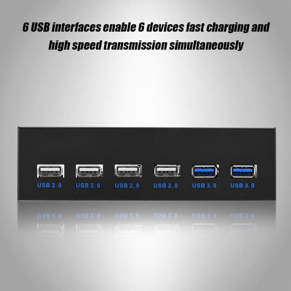 9Pin 19PIN til 2 * USB3.0 + 4 * USB2.0 6 Grensesnitt Metall Frontpanel USB Hub