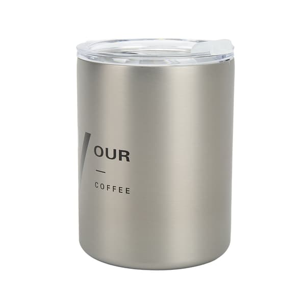 12oz 320ml Termoskopp i Rustfritt Stål Bærbar Isolerende Kaffe Reisekopp med Lopp og Sugerør Sølv