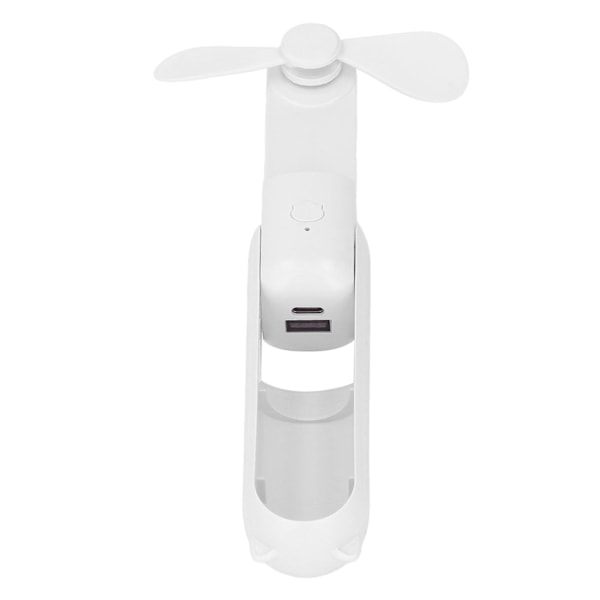 Kädessä pidettävä tuuletin, kokoontaitettava, monitoiminen, 1200 mAh USB ladattava akku, kannettava tuuletin ulkokäyttöön, valkoinen
